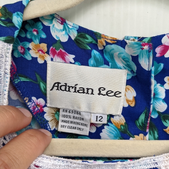 VINTAGE Adrian Lee ditsy floral lace collar dress cottagecore - Picture 2 of 11